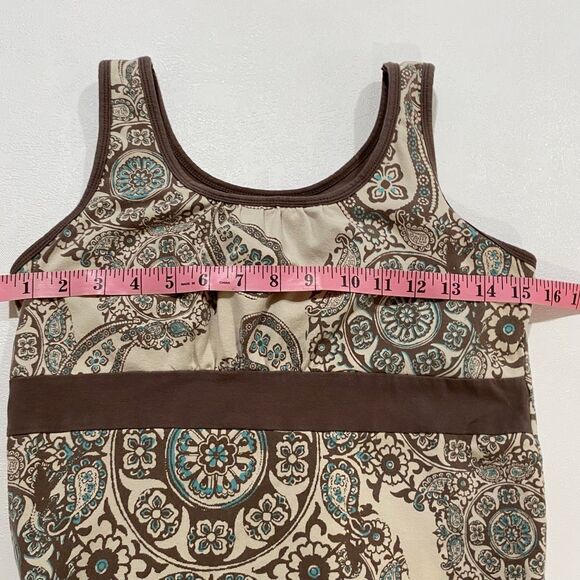 SB Active Women’s Tank Top Medium – Brown Paisley Print Athletic Top Yoga Workou - Picture 3 of 7